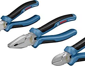 Bosch Professional Three-Part Pliers Set (Combination Pliers, Needle-Nose Pliers and Side Cutters, with L-BOXX Inlay)