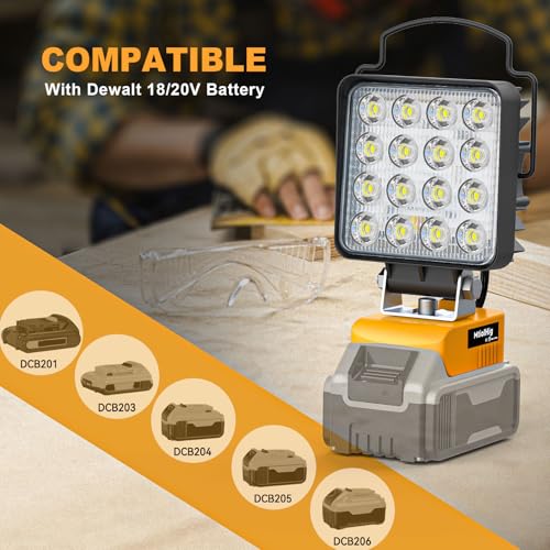 Here's a concise, SEO-friendly title:

Dewalt 18V Cordless LED Work Light: 4800LM Portable Shop Lamp w/ USB Charger - Image 9