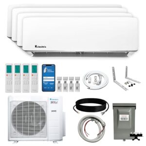 Klimaire 4-Zone Ductless Mini-Split | 23.1 SEER2 | Heat Pump AC 36,000 BTU, Wall Mounted, All-Inclusive Installation Kits (9K + 9K + 12K +12K BTU)