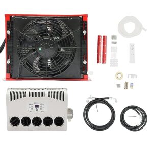 YIYIBYUS 12V 11000 BTU Truck Cab AC RV Air Conditioner Split For Semi Trucks Bus Caravan Mini Split RV Truck Air Conditioner for Bus RV Caravan Heavy Trucks Commercial Vehicles Trailers (Red)