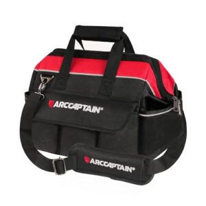 ARCCAPTAIN Tool Bag Large 16-inch Tool Bags for Men Tool Organizer for Electrician Craftsman Welding Tool Storage Bag Heavy Duty with Wide Mouth and Waterproof