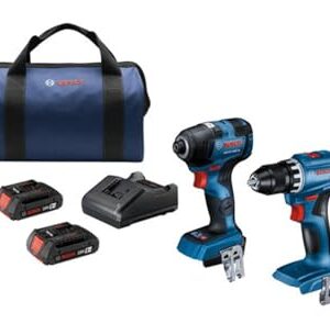 Bosch GXL18V-27B22 18V Professional Grade 2-Tool Combo Kit with 2 18V Batteries and Battery Charger (Renewed)