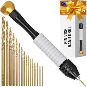 CRAFT911 Pin Vise Hand Drill Manual - Jewelry Drill w/Micro Drill Bits (0.8mm-2.5mm) - Rotary Craft Drill for Jewelry Making, Resin, Wood, Plastic, Miniature, Beads, Clay Etc