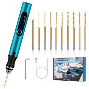 Uolor 3-Speed Cordless Mini Drill Pen, Rechargeable DIY Electric Hand Drill with 10 Small Drill Bits, Micro Drill Set for Jewelry Making Stone Plastic Resin Keychains