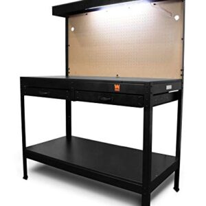 WEN WB4723T 48-Inch Workbench with Power Outlets and Light, Black