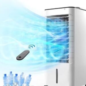 Windowless Portable Air Conditioner, 3-IN-1 Portable AC Unit with Remote, 12H Timer & 1.16 Gal Tank, 3 Modes 3 Speeds, Ductless Swamp Cooler with Oscillation, Evaporative Air Cooler for Home Office
