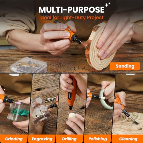 HARDELL Mini Cordless Rotary Tool 3.7V, 5-Speed Kit with 43 Accessories - Image 6