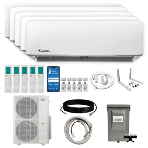 Klimaire 5-Zone Ductless Mini-Split | 21.1 SEER2 | Heat Pump AC 48,000 BTU | Wall Mounted | All-Inclusive Installation Kits (12K + 12K +12K + 12K + 12K BTU)