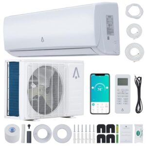 9,000 Btus Mini Split AC, 19 SEER2 Wall Mounted AC with Heat Pump & Installation Kits, Ductless Inverter Split-System Air Conditioners Cools up to 450 Sq.Ft, WIFI and Remote Control, 230V