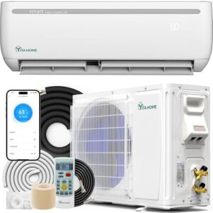 YITAHOME 12000 BTU Mini Split Air Conditioner Heat Pump System, Wifi Enabled 17 SEER2 208-230V Ductless AC Cool Up to 750 Sq. Ft, Compatible with Alexa, R32 Refrigerant & Installation Kit, White