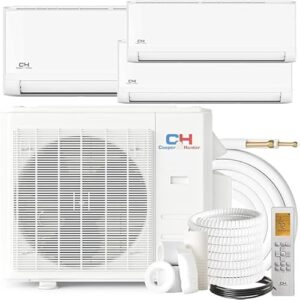 Cooper & Hunter OLIVIA Series Tri 3 Zone Multi Zone Ductless Mini Split Air Conditioner and Heater Full Set with 25ft Installation Kits (28000 BTU 6+12+18)
