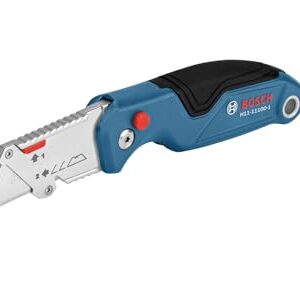 BOSCH H11-11100-1 Folding Utility Knife | Compact, Portable, and Durable with Integrated Blade Storage, Thumb Rest, and 3 Included Blades