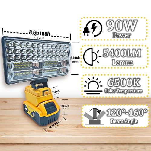 DeWalt 20V LED Work Light 90W Cordless Flood Light for Job Sites - Image 3