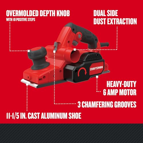 CRAFTSMAN 3-Blade Electric Wood Planer | Woodworking Tool w/ Guide & Bag 3 CRAFTSMAN 3-Blade Electric Wood Planer | Woodworking Tool w/ Guide & Bag - Image 3