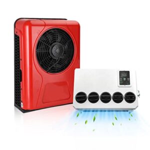 Gouku 12V Electric RV Truck Camper Van Air Conditioner Universal AC Unit 12 V 10500 BTU for truck, semi trucks, RV,Van ac New Energy 100% electric Automotive Split Air Conditioner （Red)
