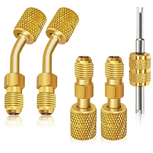 Here's an optimized title: R410A Mini Split HVAC Adapter Kit - Professional AC Service Connections 1 R410A Mini Split Adapter Kit, R410A Adapter kit, R410A Swivel Adapters, R410A Vacuum Pump Adapters with 5/16'' Female to 1/4''SAE Male, for Mini Split System Air Conditioner HVAC Refrigeration Service