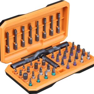 ANVANNA Screwdriver kit 42 in 1 aluminum alloy material, ratchet magnetic, DIY combination flexible shaft, suitable for furniture assembly, electrical repair, bicycle tools, Orange