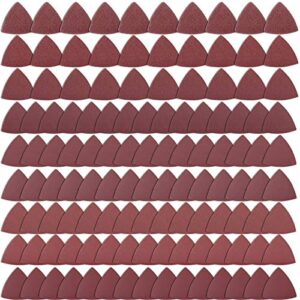 AUSTOR 120 Pieces Triangular Sandpaper, Triangle Sanding Sheets Fit 3-1/8 Inch Oscillating Multi Tool Sanding Pad, Hook and Loop Assorted 40/60/80/120/150/180/240/320/400 Grits, No Holes