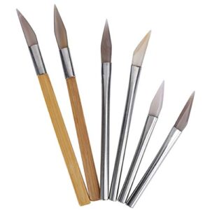 Agate Burnishers, Knife Edged Agate Burnisher Set Craft Polishing Tools Carving Precious Metal with Bamboo Iron Handle for Gold Platinum Jewelry Sterling Silver