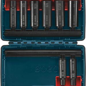 BOSCH 27285 3/8 In. Shank 8-Piece Assorted Set with Brute Tough Case Impact Tough Deep Well Sockets for Applications in High Torque Driving and Fastening