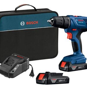 Bosch GSR18V-190B22-RT 18V Lithium-Ion Compact 1/2 in. Cordless Drill Driver Kit with (2) SlimPack 1.5 Ah Batteries (Renewed)