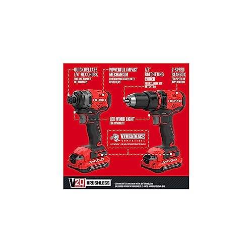 CRAFTSMAN 4-Tool Cordless Combo Kit V20 with 2 Batteries CMCK420D2 2 CRAFTSMAN 4-Tool Cordless Combo Kit V20 with 2 Batteries CMCK420D2 - Image 2