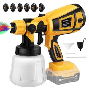 Cordless Paint Sprayer - 200W, Electric HVLP Spray Paint Gun Tools for Dewalt 20v Battery, Great for House Painting,Home Interior and Exterior,Wood,Walls,Furniture,Floor,Fence (Batteries Not Included)