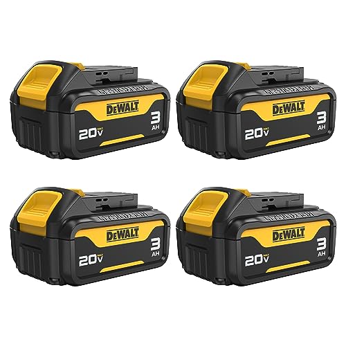 DEWALT 20V MAX Battery 4 Pack 3Ah with LED Charge Indicator 1 DEWALT 20V MAX Battery with LED Charge Indicator, 3 Amp Hour, 4 Pack (DCB200-4)