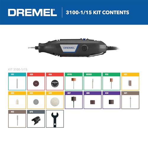 Dremel 3100 Rotary Tool Kit: Versatile 15-Pc DIY Crafting Multi-Tool Set 2 Dremel 3100 Rotary Tool Kit: Versatile 15-Pc DIY Crafting Multi-Tool Set - Image 2