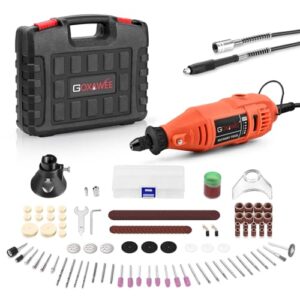 GOXAWEE Rotary Tool Kit with Keyless Drill Chuck and Flex Shaft, Variable Speed Electric Multiuse Tool & 140 Accessories for Cutting, Drilling, Engraving, Grinding, Sanding, Polishing, Crafts, and DIY
