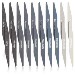 Honoson 20 Pcs Sanding Sticks for Plastic Models Polishing Sticks Assorted Metal and Wood Sanding Tools Accessory for Model Craft Amateur Beginner (Low Grits Rating,Double Angle Shape)