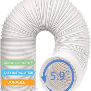Jin&Bao Air Conditioner Vent Hose, Portable Exhaust Duct with 5.9’’ (6‘’) Diameter, Counterclockwise Rotation, Length up to 78 Inches, Universal Replacement AC Hoses