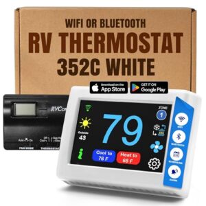 MICRO-AIR EasyTouch RV Touch Screen Thermostat with WiFi and Bluetooth - RV Thermostat for Air Conditioner and Heating - Programmable, Compatible with Coleman HVAC (352C White)