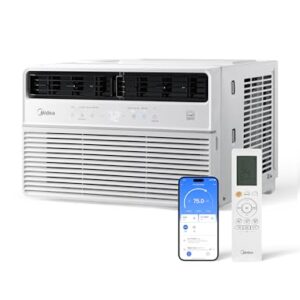 Midea MAW08S1VWT-A 8K Smart Inverter Window Air Conditioner with APP, Alexa Control, Cools up to 350 Sq. Ft, Quiet Operation, Energy Saving, Remote & Easy Installation Kit, White, 8,000 BTU, 115V