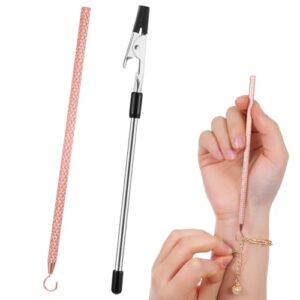 TIESOME 2PCS Bracelet Helper to Put on Yourself, Bracelet Wearing Aid Hook and Clips Metal Bracelet Assistance Tool Jewelry Fastening Tools for Necklace, Watch Clasps, Zippers, Crafts
