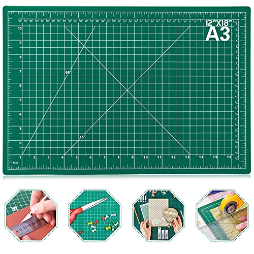 Anezus 12x18 Rotary Cutting Mat - Self Healing Craft Board for Sewing & Quilting 1 anezus Self Healing Sewing Mat, 12inch x 18inch Rotary Cutting Mat Double Sided 5-Ply Craft Cutting Board for Sewing Crafts Hobby Fabric Precision Scrapbooking Project