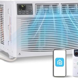 12000 BTU Window Air Conditioner with Remote,115V, Fastcooling for 550 Sq.Ft Room, WiFi Enabled, Reusable Filter, Auto Restart, Fan, Sleep, Ideal for APT, Living Room, Office