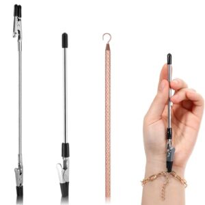 3 Pcs Bracelet Helper to Put on Yourself, Bracelet Wearing Aid Hook and Clips Metal Bracelet Assistance Tool Jewelry Fastening Tools for Necklace/Watch Clasps, Zippers, Crafts, Arthritis Elderly