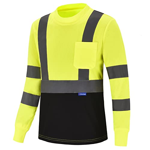 High-Visibility Safety Reflective Long Sleeve T-Shirt for Men - AYKRM Hi-Vis Yellow 1 milwaukee tools long sleeve shirts for men