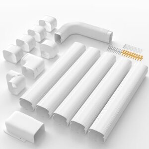Cestluck 4'' 19.5 Ft Mini Split Line Set Cover, PVC & PP Line Cover Set Universal for Mini Split AC & Central AC