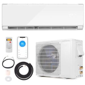 GLACER 24000 BTU Mini Split Air Conditioner & Heater, 21 SEER2 Inverter AC Unit Cools Up to 1500 Sq. Ft, Wall-mounted Tubeless Split-System with Mounting Kit (White, 24000BTU, 208-230V, 21 SEER2-WIFI)