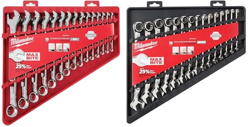 Milwaukee Pro Combo Wrench Set: Metric & SAE | Complete Range 8mm-22mm & 1/4"-1" 1 milwaukee tools pack