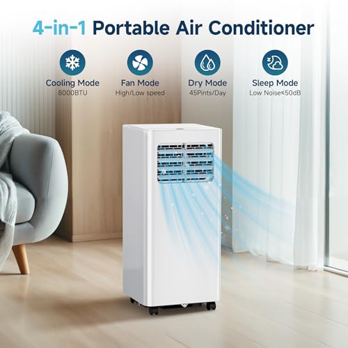 Powerful 8000 BTU Portable AC Unit - Cools 350 Sq.Ft, 4 Modes, Remote Control 2 Powerful 8000 BTU Portable AC Unit - Cools 350 Sq.Ft, 4 Modes, Remote Control - Image 2