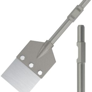 Andor Tulz Heavy-Duty Floor Scraper System Chisel - Commercial Thinset, Mortar, and Adhesive Removal - Compatible with Demolition Hammer Carts, Round Top Notch Shank, Ideal for Flooring Projects