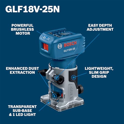 BOSCH 18V Cordless Trim Router | Brushless Motor, Precision Woodworking Tool 2 BOSCH 18V Cordless Trim Router | Brushless Motor, Precision Woodworking Tool - Image 2