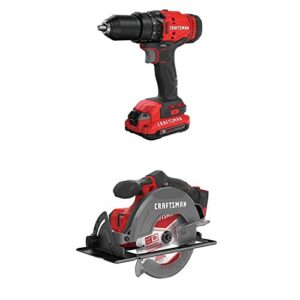 CRAFTSMAN V20 Cordless Drill/Driver Kit with 6-1/2-Inch Cordless Circular Saw (CMCD700C1 & CMCS500B)