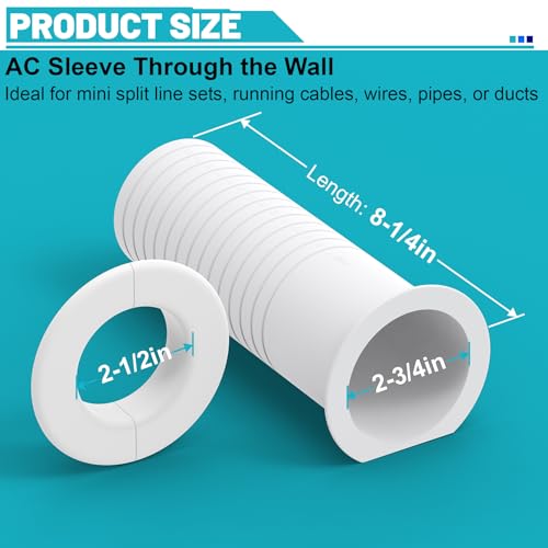 Durable Mini Split Cover Wall Sleeve | AC Line Set Protection | Weatherproof Exterior Unit Accessory 2 Durable Mini Split Cover Wall Sleeve | AC Line Set Protection | Weatherproof Exterior Unit Accessory - Image 2