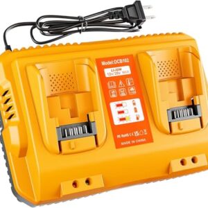 DCB102 Battery Charger Station for Dewalt Battery,Simultaneous Charging for 12V and 20V Max Battery, Compatible with DCB124 DCB126 DCB200 DCB205 Yellow