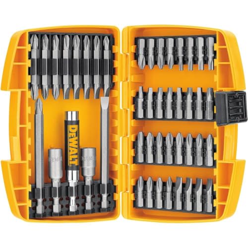 DEWALT 45-Piece Screwdriver Bit Set with Impact-Resistant Case 1 DEWALT Screwdriver Bit Set with Tough Case, 45-Piece (DW2166), Grey/Silver Screwdriving Set with Tough Case