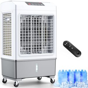 FANCOLE Windowless Air Conditioner, 2100CFM Evaporative Air Cooler with 4 Ice Packs, 700 Sq.ft Swamp Cooler Air Conditioner No Windows Needed w/3Mode & 3Speed, 7H Timer & Remote for Room Garage Patio